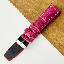 Pink Unique Pattern Alligator Leather Watch Band