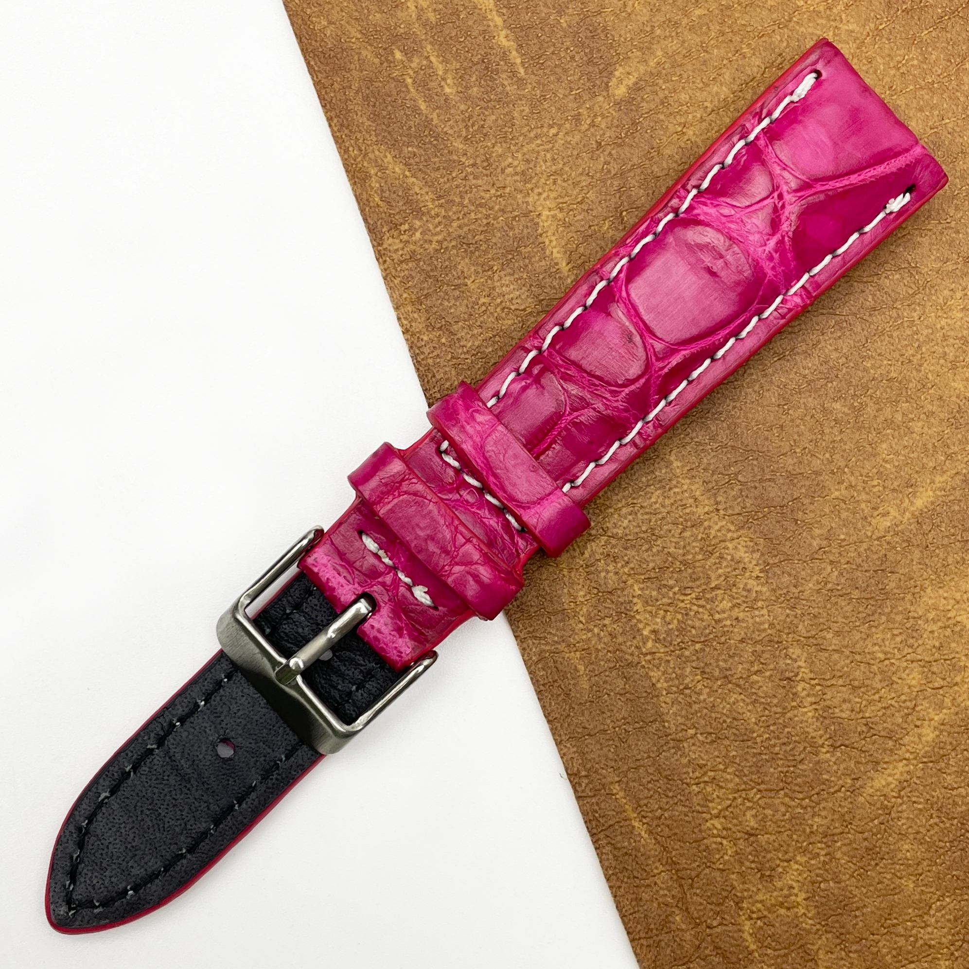 Pink Unique Texture Alligator Watch Band
