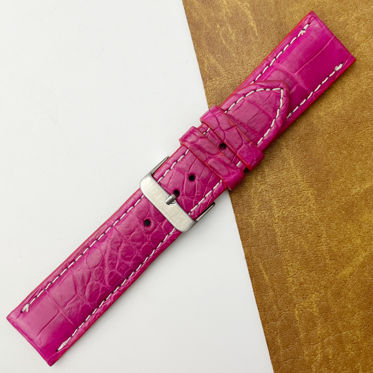 Pink Unique Texture Alligator Watch Band For Men 