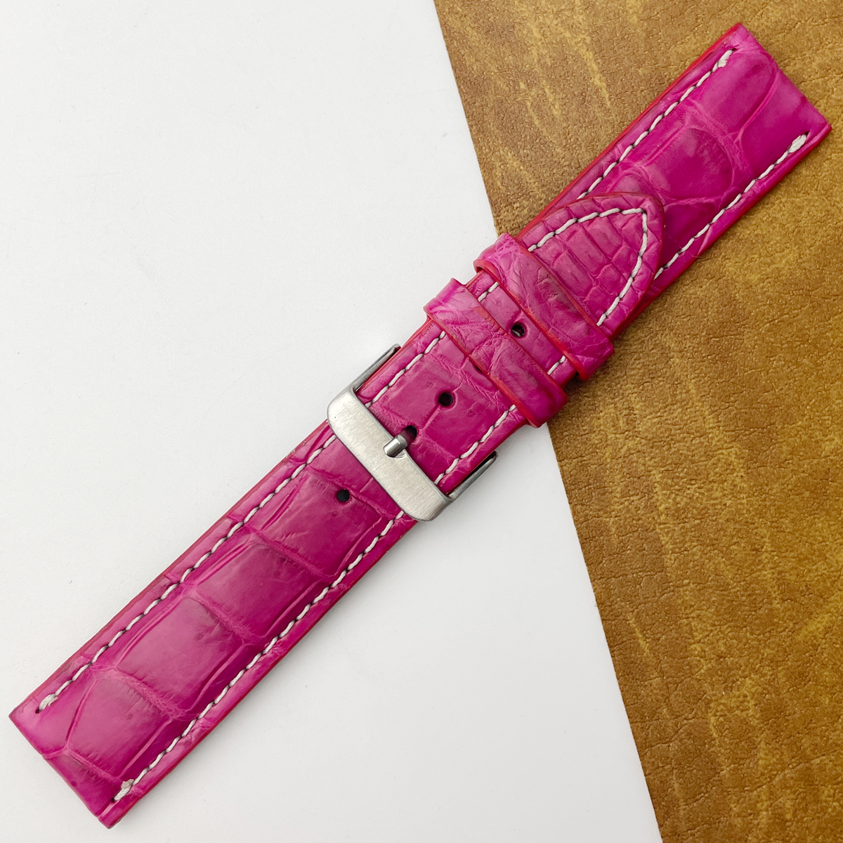 Pink Unique Texture Alligator Watch Band For Men 