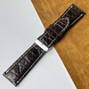24mm Dark Brown Unique Alligator Leather Watch Band For Men | DH-78-E