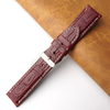 22mm Burgundy Unique Pattern Alligator Leather Watch Band For Men DH-224V