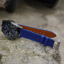 Flat Light Blue Alligator Leather Watch Band
