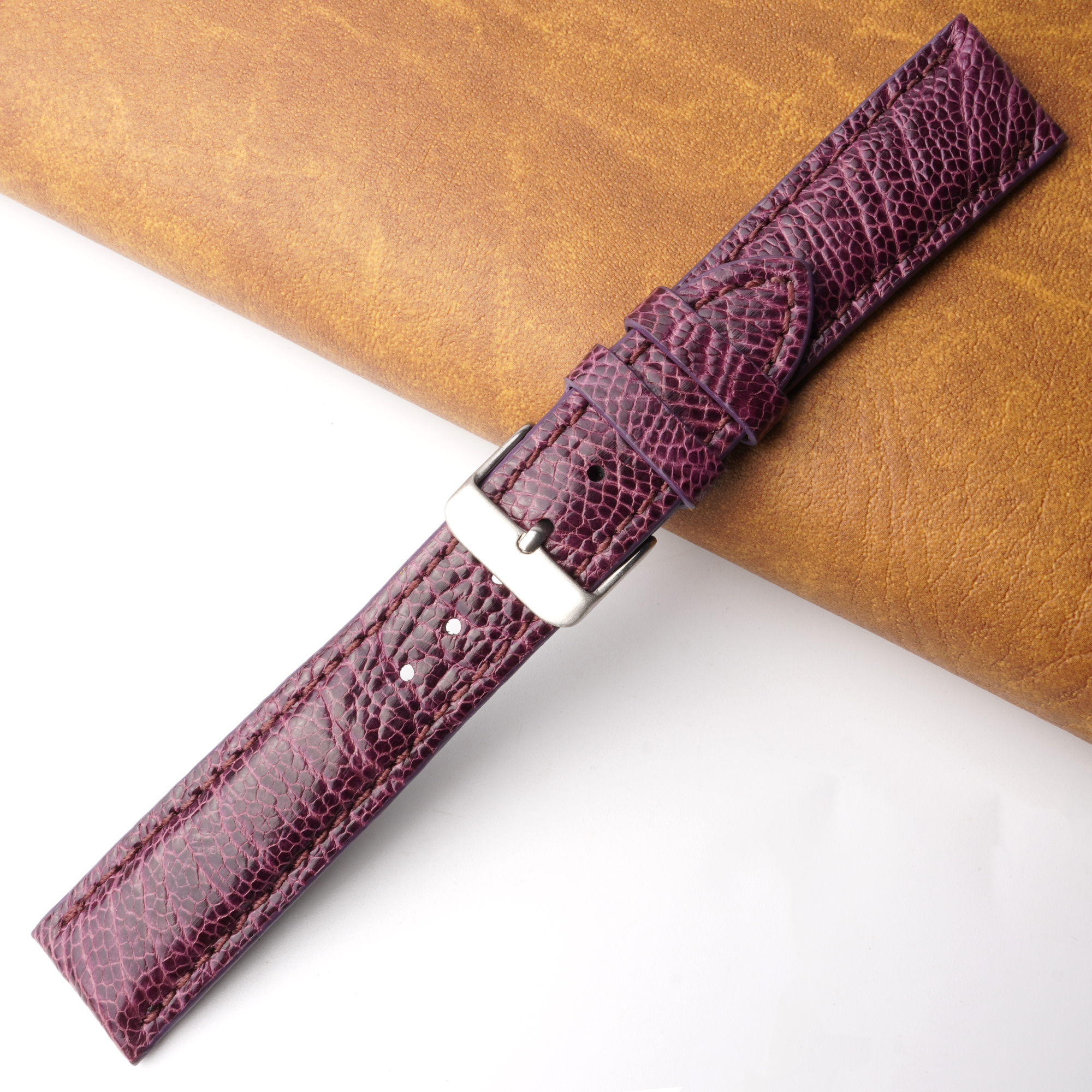 20mm Purple Unique Ostrich Leather Watch Band For Men | DH-170N