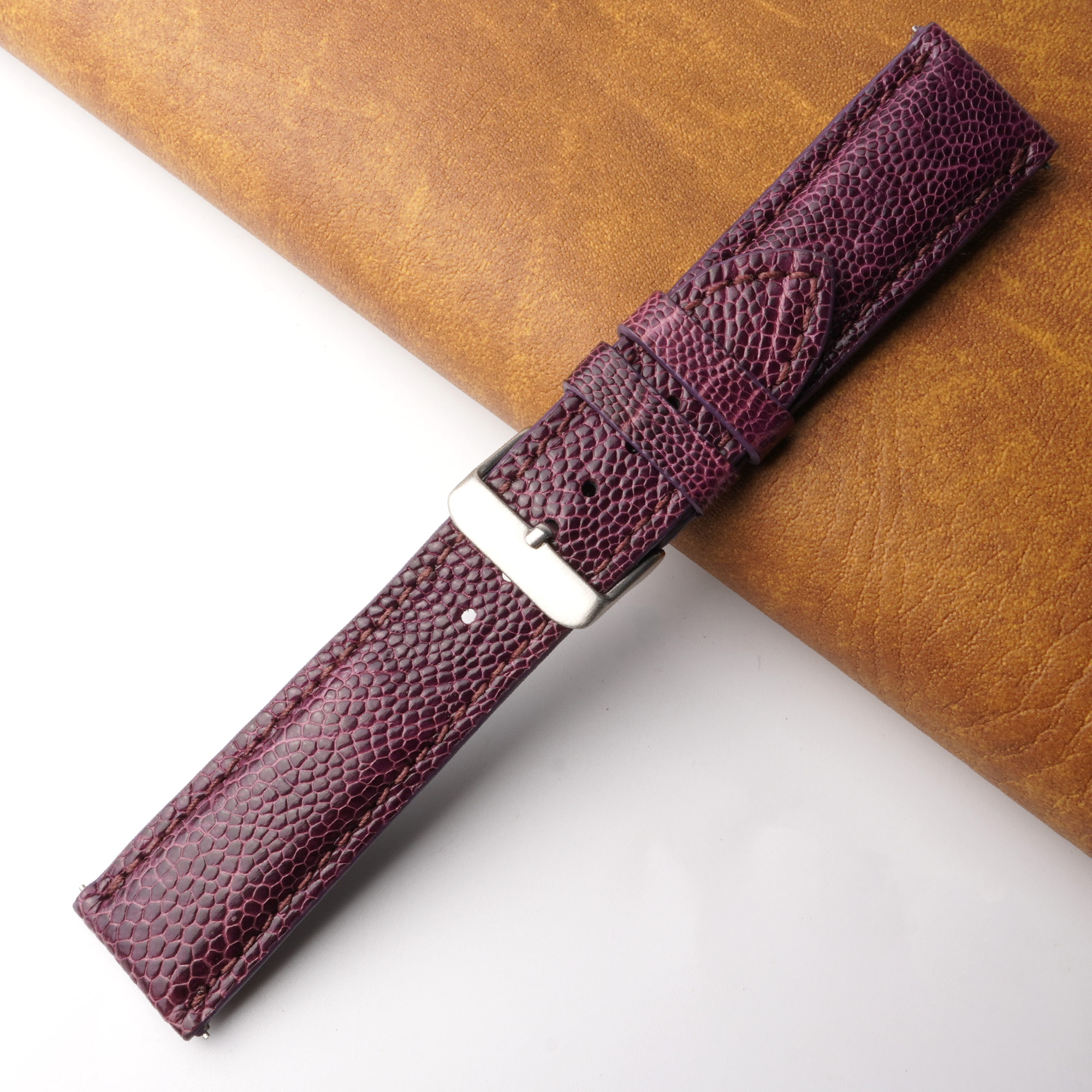 22mm Purple Unique Ostrich Leather Watch Band For Men | DH-170K