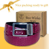 Premium Burgundy Alligator Belt Men's - Pin Buckle | BE-RED-70-PIN