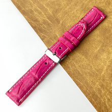 Pink Unique Pattern Alligator Leather Watch Band