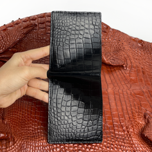 Black Double Side Alligator Slim Bifold Wallet For Men
