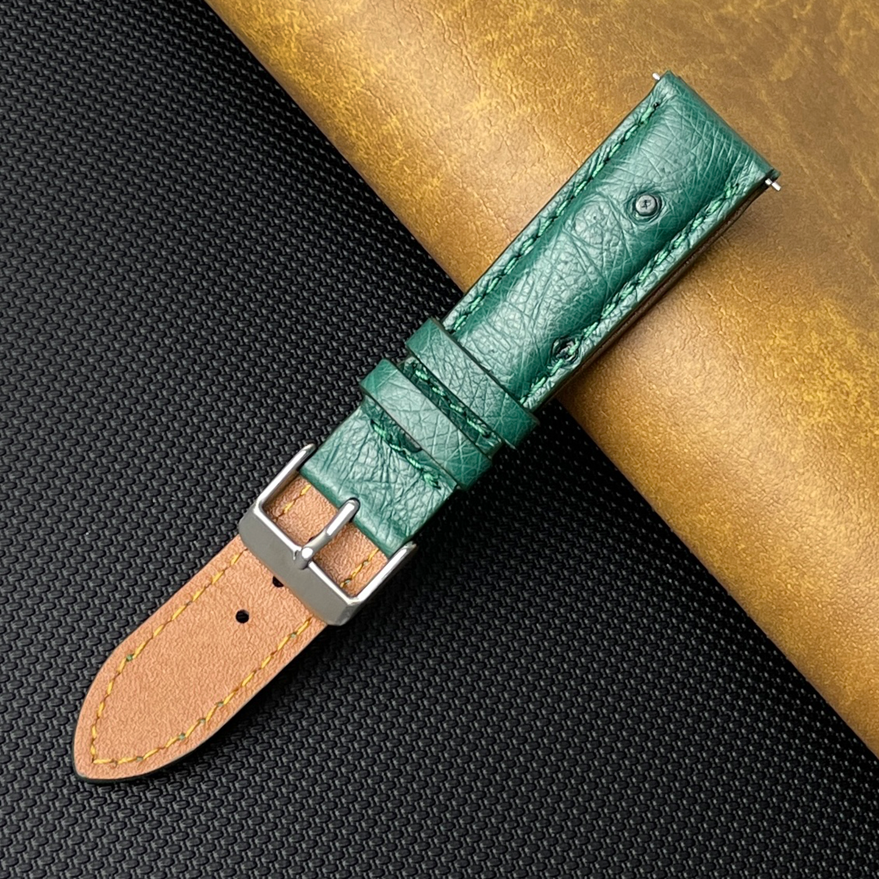 Green Genuine Ostrich Leather Watch Strap Quick Release