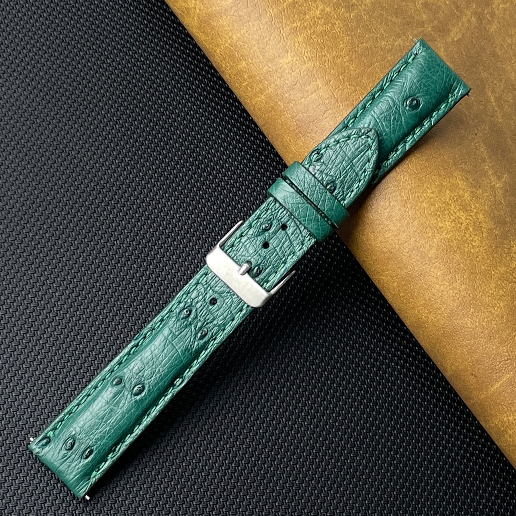 Green Genuine Ostrich Leather Watch Strap Quick Release