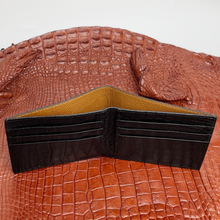 Black Double Side Alligator Slim Bifold Wallet For Men