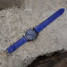 Flat Light Blue Alligator Leather Watch Band