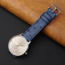 Slim Blue Ostrich Leather Watch Band
