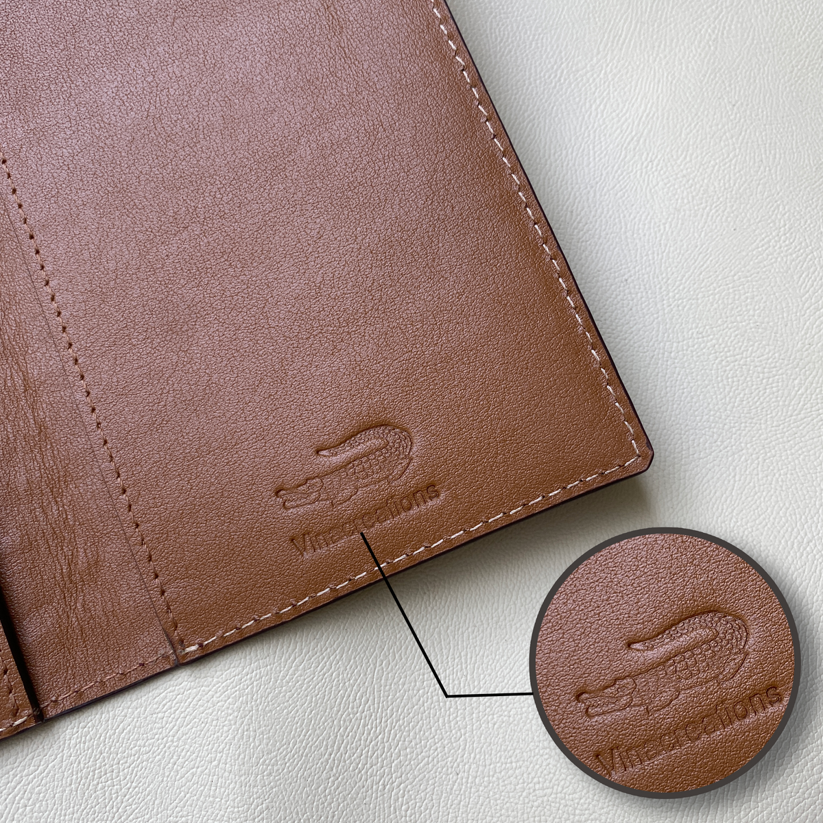 Light Brown Slim Alligator Leather Passport Holder Cover