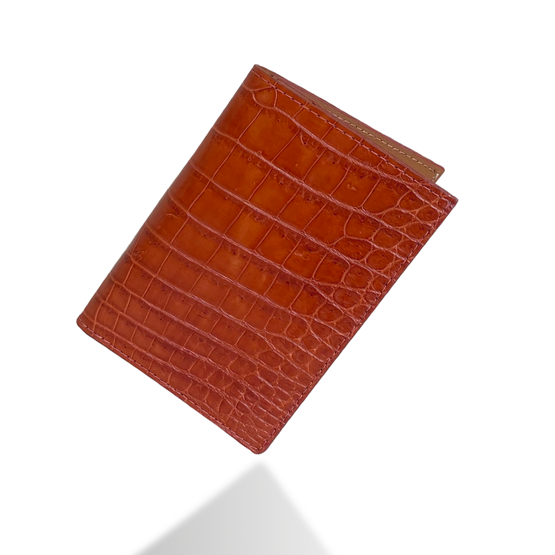 Light Brown Slim Alligator Leather Passport Holder Cover