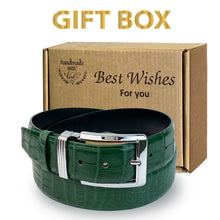 Handmade Green Alligator Belt Men's - Crocodile Skin Belly Belt 1.5" - Pin Buckle