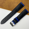 Unique White Hand-stitching Blue Alligator Leather Watch Band For Men
