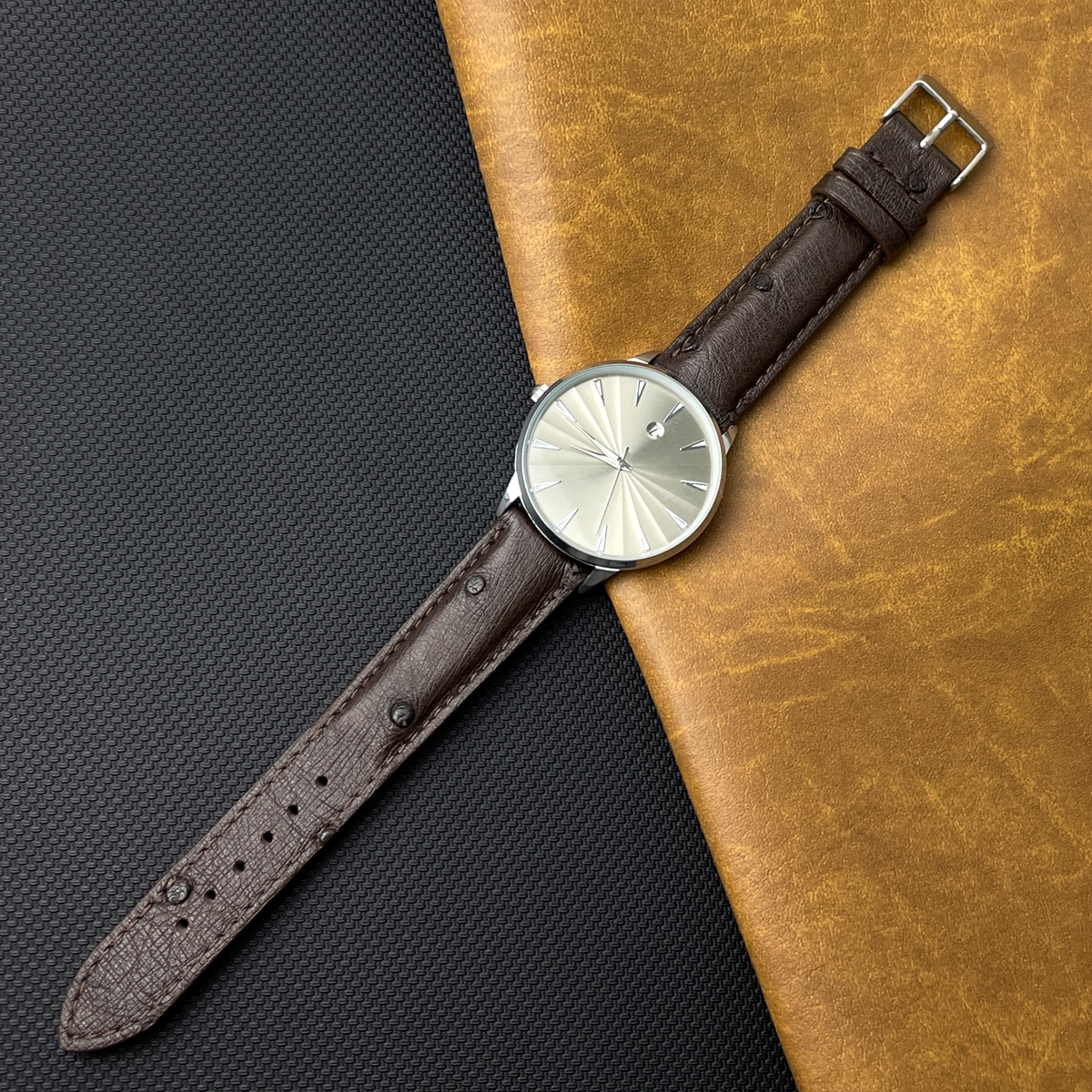Dark Brown Genuine Ostrich Leather Watch Strap Quick Release