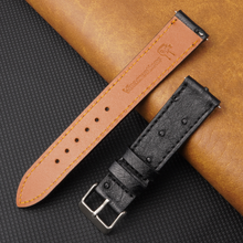 Slim Black Ostrich Leather Watch Band