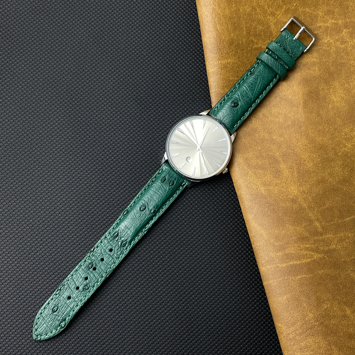 Green Genuine Ostrich Leather Watch Strap Quick Release
