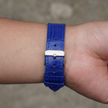 Flat Light Blue Alligator Leather Watch Band