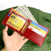 Black Double Side Alligator Hornback Leather Bifold Wallet
