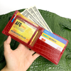 Black Double Side Alligator Hornback Leather Bifold Wallet