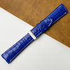 Unique White Hand-stitching Blue Alligator Leather Watch Band For Men