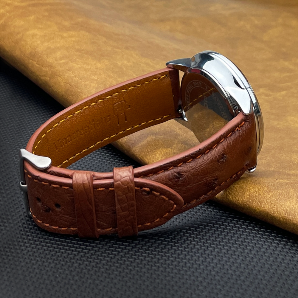 Brown Genuine Ostrich Leather Watch Strap Quick Release