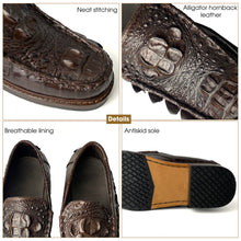 Dark Brown Alligator Hornback Loafer Shoes Men | Crocodile Men Moccasin Leather Shoes | SH101M42