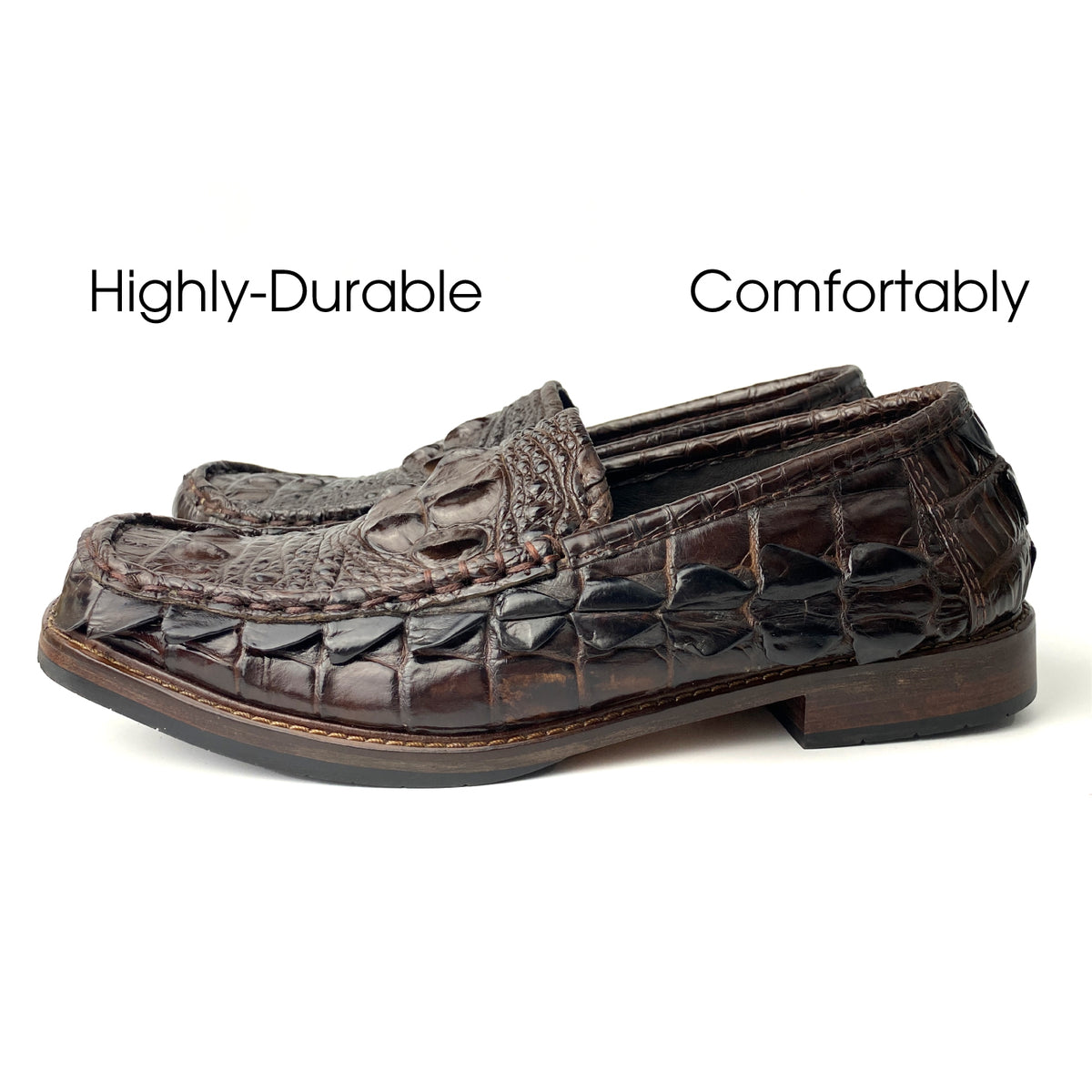 Dark Brown Alligator Hornback Loafer Shoes Men | Crocodile Men Moccasin Leather Shoes | SH101M42