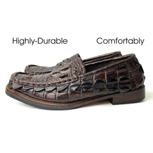 Dark Brown Alligator Hornback Loafer Shoes Men | Crocodile Men Moccasin Leather Shoes | SH101M42