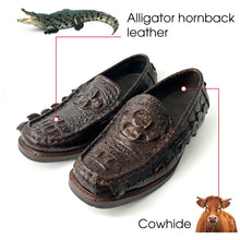 Dark Brown Alligator Hornback Loafer Shoes Men | Crocodile Men Moccasin Leather Shoes | SH101M42