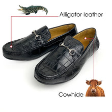 Men's Black Alligator Leather Horsebit Loafers | Belly Crocodile Skin Loafer Shoes For Men - SH21C42