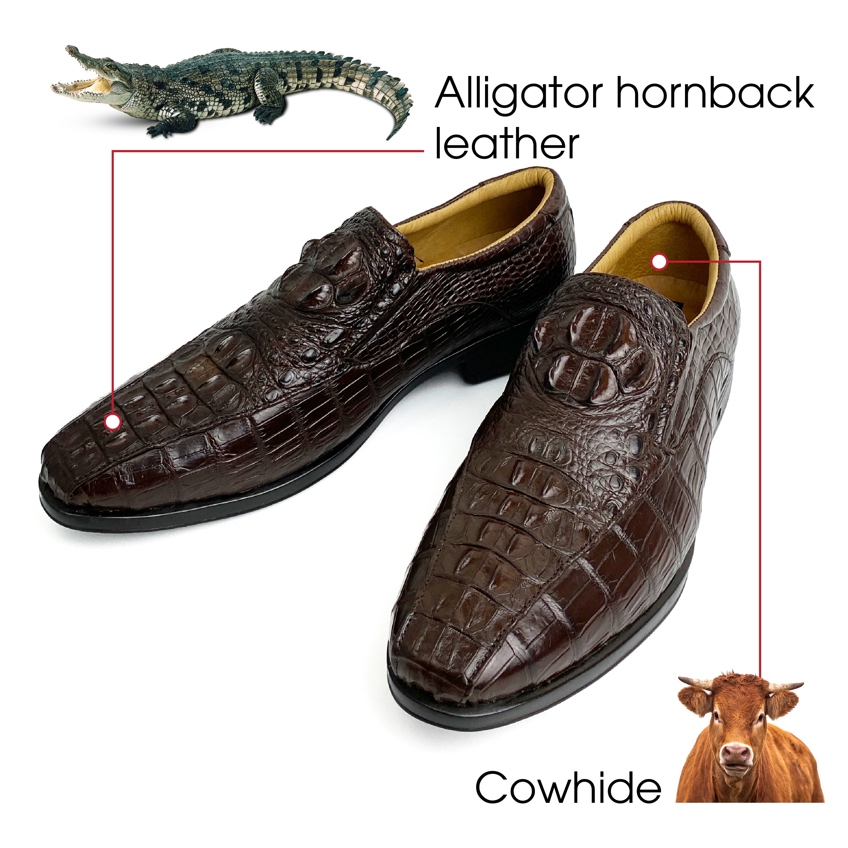 Dark Brown Mens Alligator Leather Slip-On Loafer Shoes | Crocodile Hornback Leather Loffer | SH53F