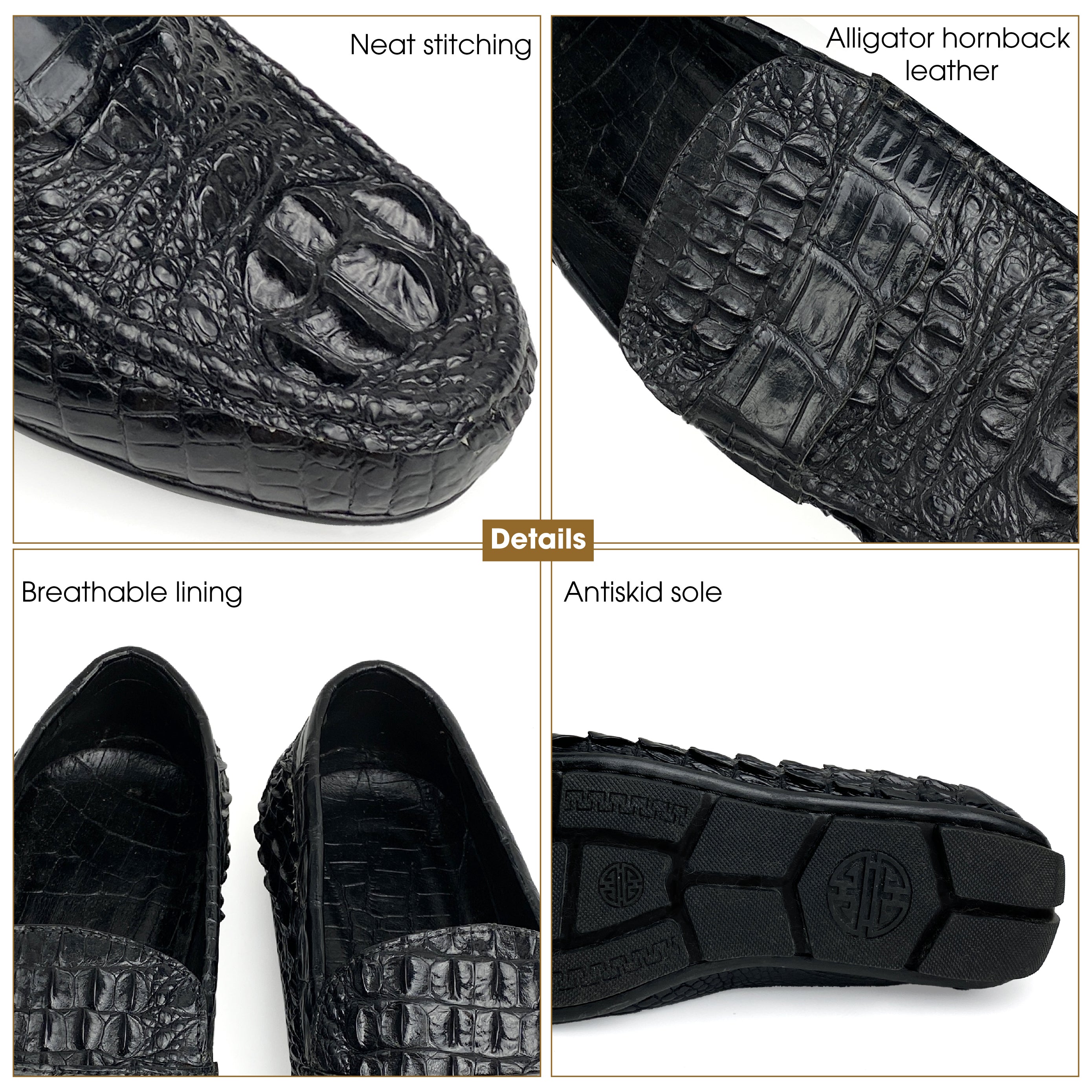 Comfortable Alligator Driving Moccasin Loafer For Men | Crocodile Tail Hornback Dress Boat Shoes - SH11N
