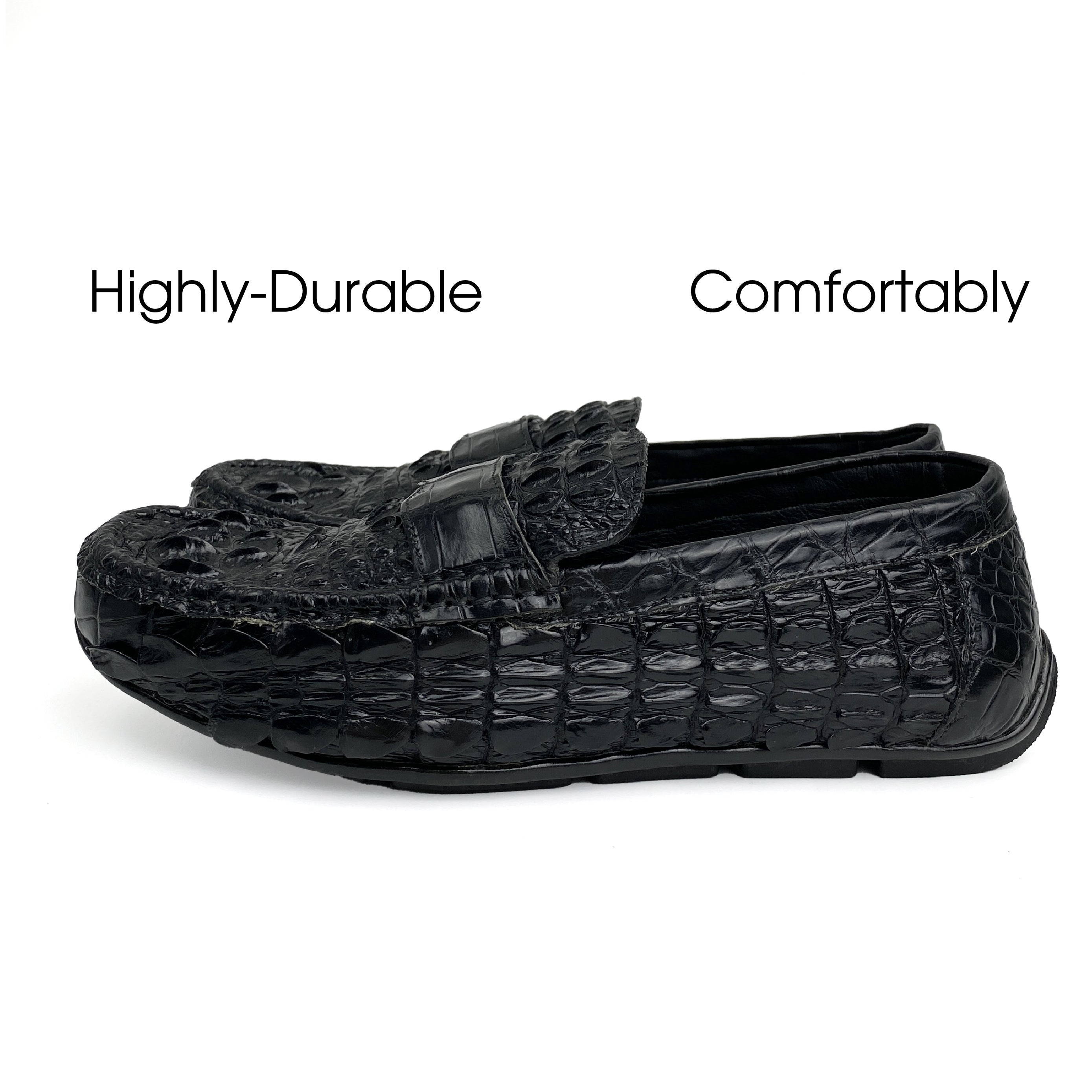Comfortable Alligator Driving Moccasin Loafer For Men | Crocodile Tail Hornback Dress Boat Shoes - SH11N