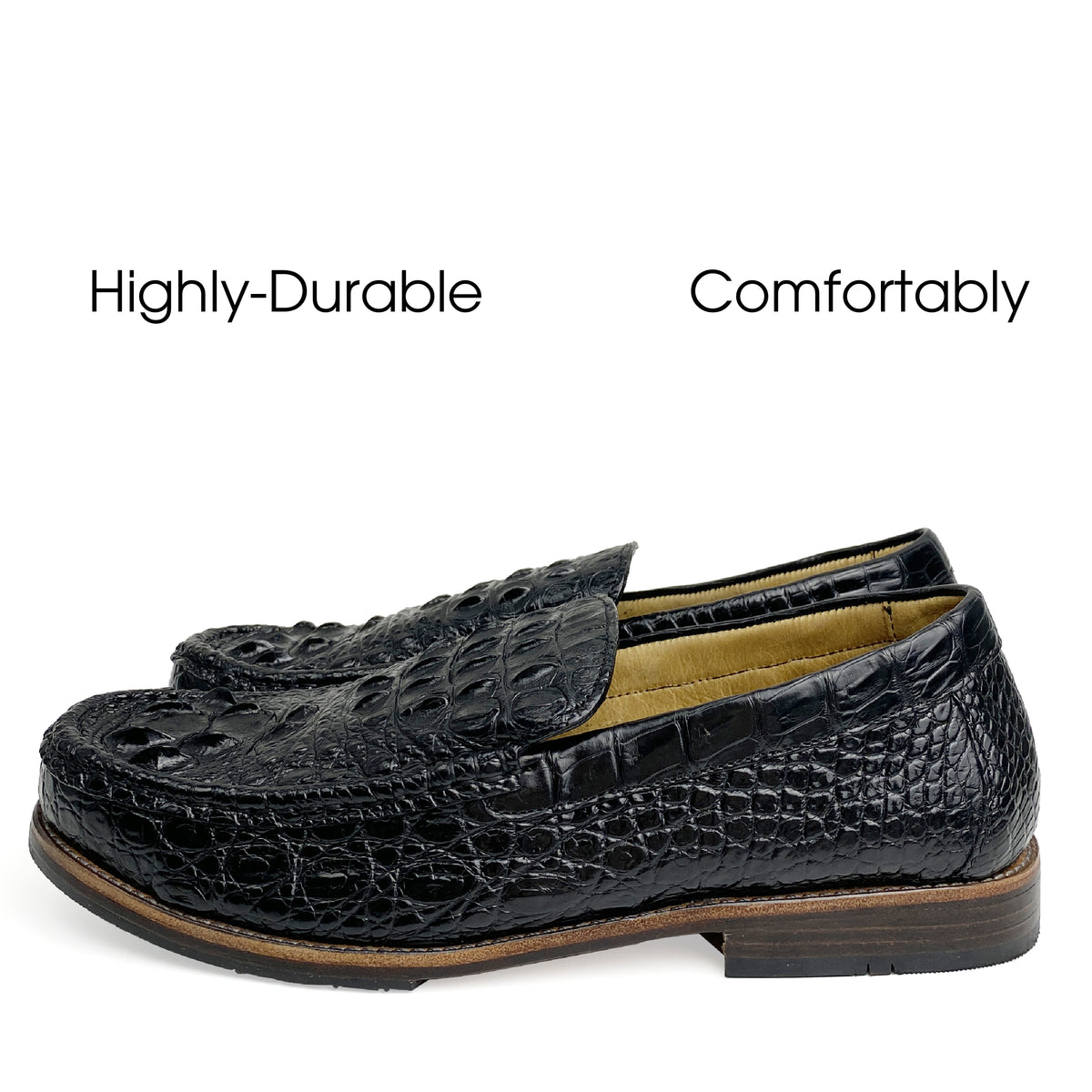 Handmade Black Mens Alligator Boat Loafer | Crocodile Casual Moccasins Loafers For Men | SH81K42