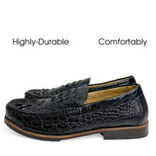 Handmade Black Mens Alligator Boat Loafer | Crocodile Casual Moccasins Loafers For Men | SH81K42