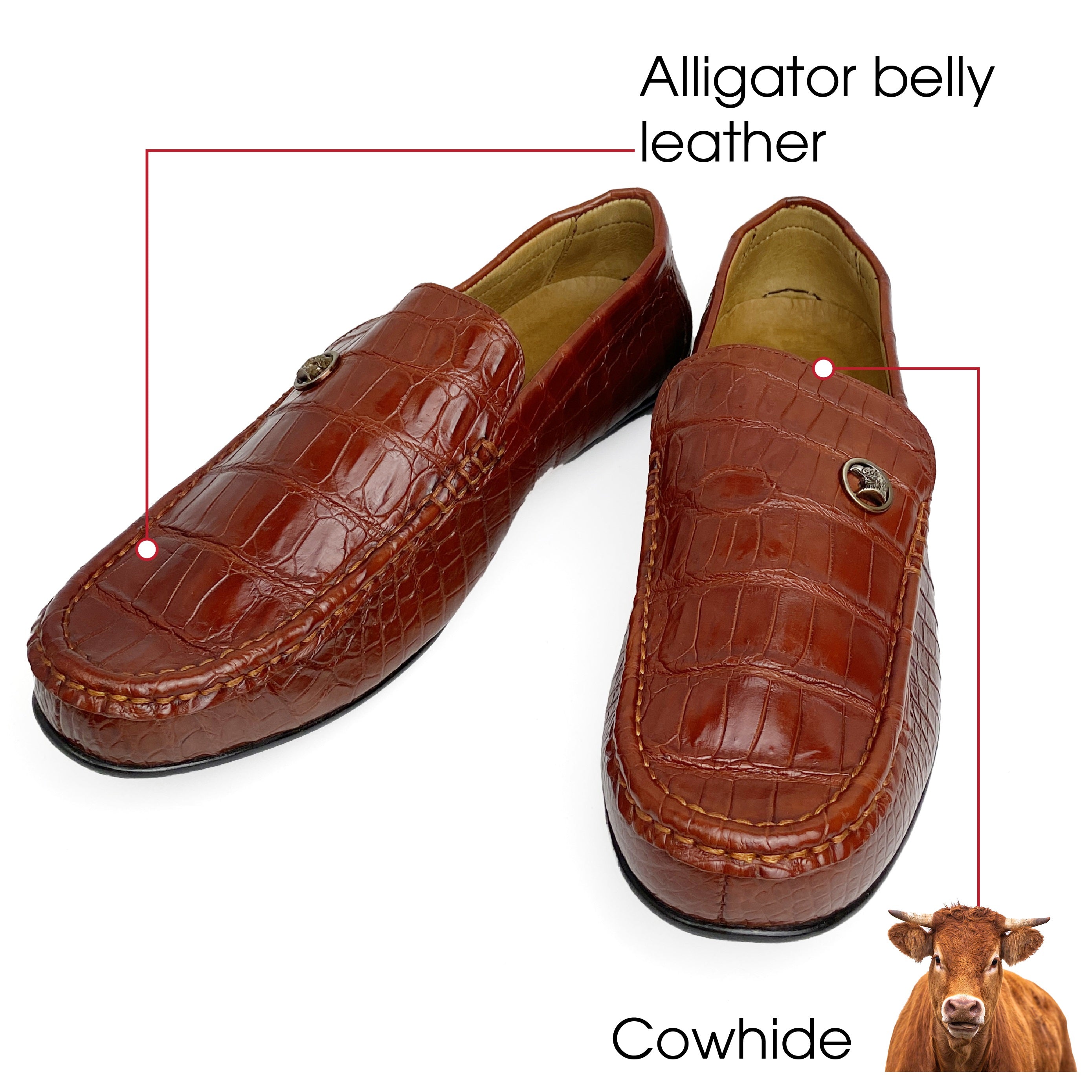 Light Brown Alligator Leather Moccasin Loafer | Crocodile Belly Skin Moccasin Loafer | SH96L42