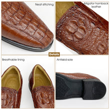 Light Brown Mens Alligator Leather Slip-On Loafer | Crocodile Hornback Moc Toe Loafer | SH56F