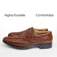 Light Brown Mens Alligator Leather Slip-On Loafer | Crocodile Hornback Moc Toe Loafer | SH56F