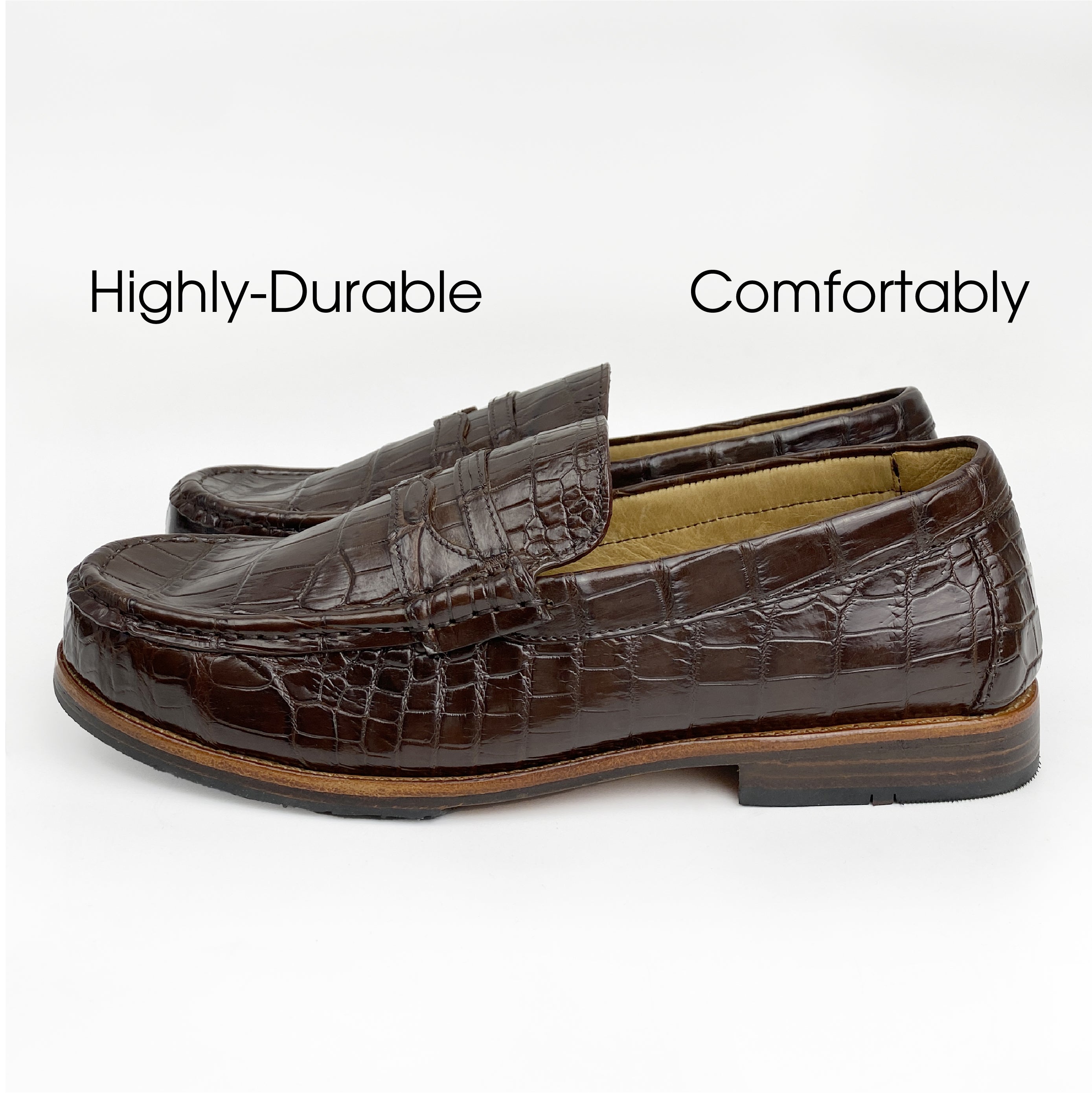 Dark Brown Alligator Loafers Men | Mens Crocodile Belly Leather Slip On | SH43E42