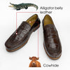 Dark Brown Alligator Loafers Men | Mens Crocodile Belly Leather Slip On | SH43E42