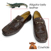 Men's Brown Alligator Leather Horsebit Loafers | Belly Crocodile Skin Loafer Shoes For Men - SH23C42