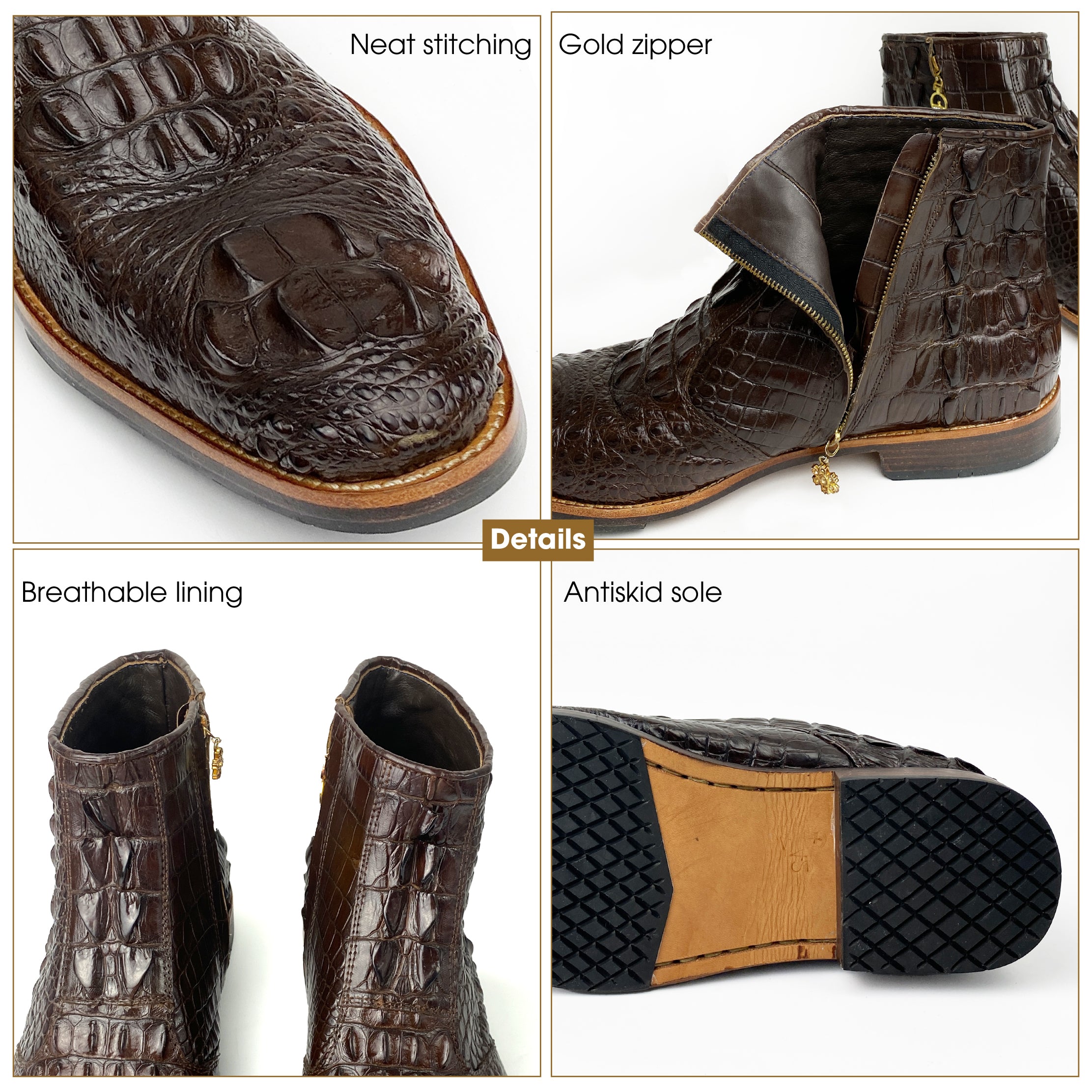 Dark Brown Crocodile Leather Chelsea Boot| Alligator Skin Western Cowboy Shoes For Men | SH13B42
