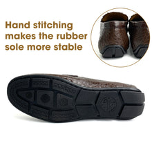 Dark Brown Mens Alligator Hornback Leather Loafers With Buckle | Crocodile Leather Slip On For Men | SH33D42