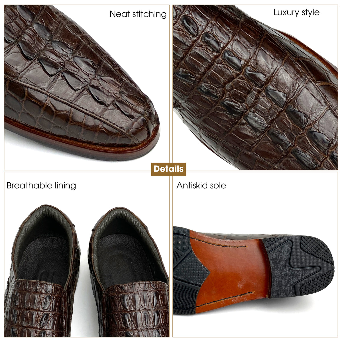 Dark Brown Belly Alligator Leather Mens Slip On Loafers | Crocodile Skin Dress Shoes For Men | SH73H42