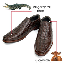 Dark Brown Belly Alligator Leather Mens Slip On Loafers | Crocodile Skin Dress Shoes For Men | SH73H42