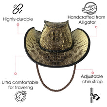 Alligator Cowboy Hat | Mens Crocodile Skin Western Style Hat With Chin Cord | HAT-VANH-05